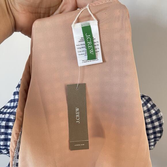 NWT J.Crew Gingham Ruched Ruffle One-Piece Swimsuit Womens Size 12 Blue White - Picture 10 of 12